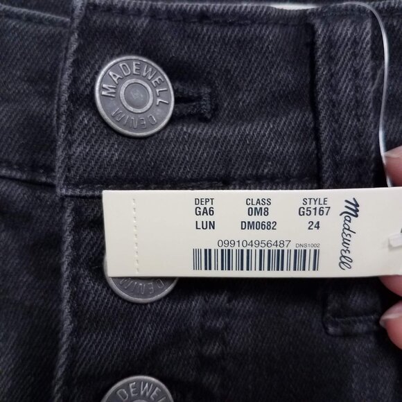 Madewell High Rise Denim Jean Shorts Womens 24 G5167 Black Button Front Fly - Picture 3 of 6